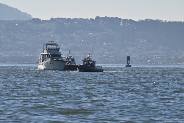 boat on rock off Alcatraz