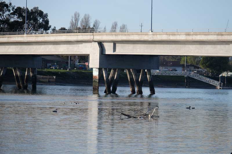 Burned vessel in Oakland estuary.