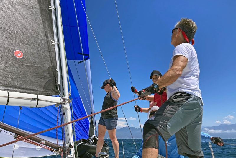 Trimming aboard J/133