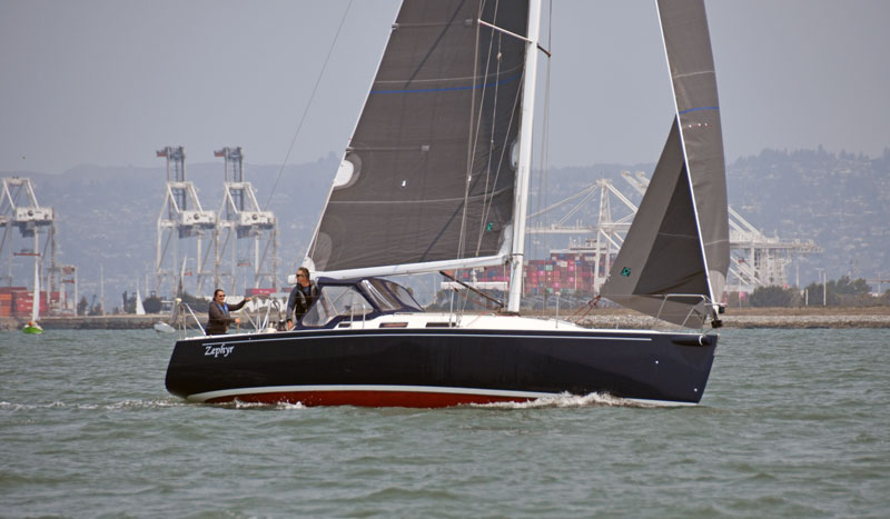 Zephyr with the Port of Oakland in the background