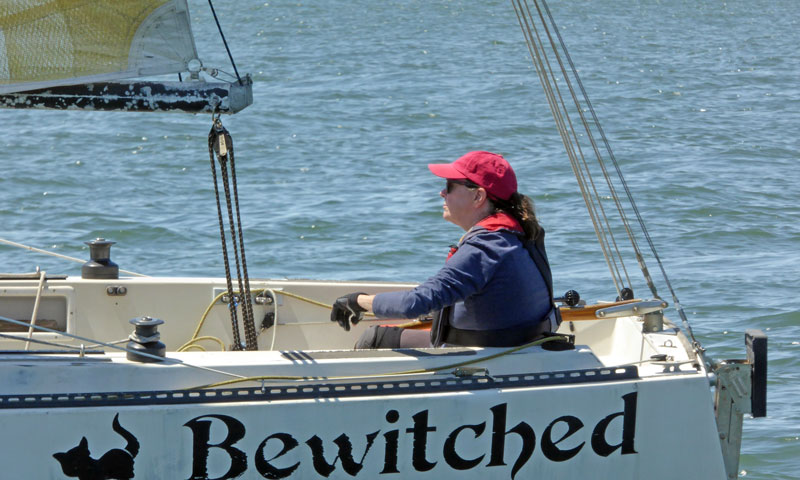 Dawn Chesney steering Bewitched