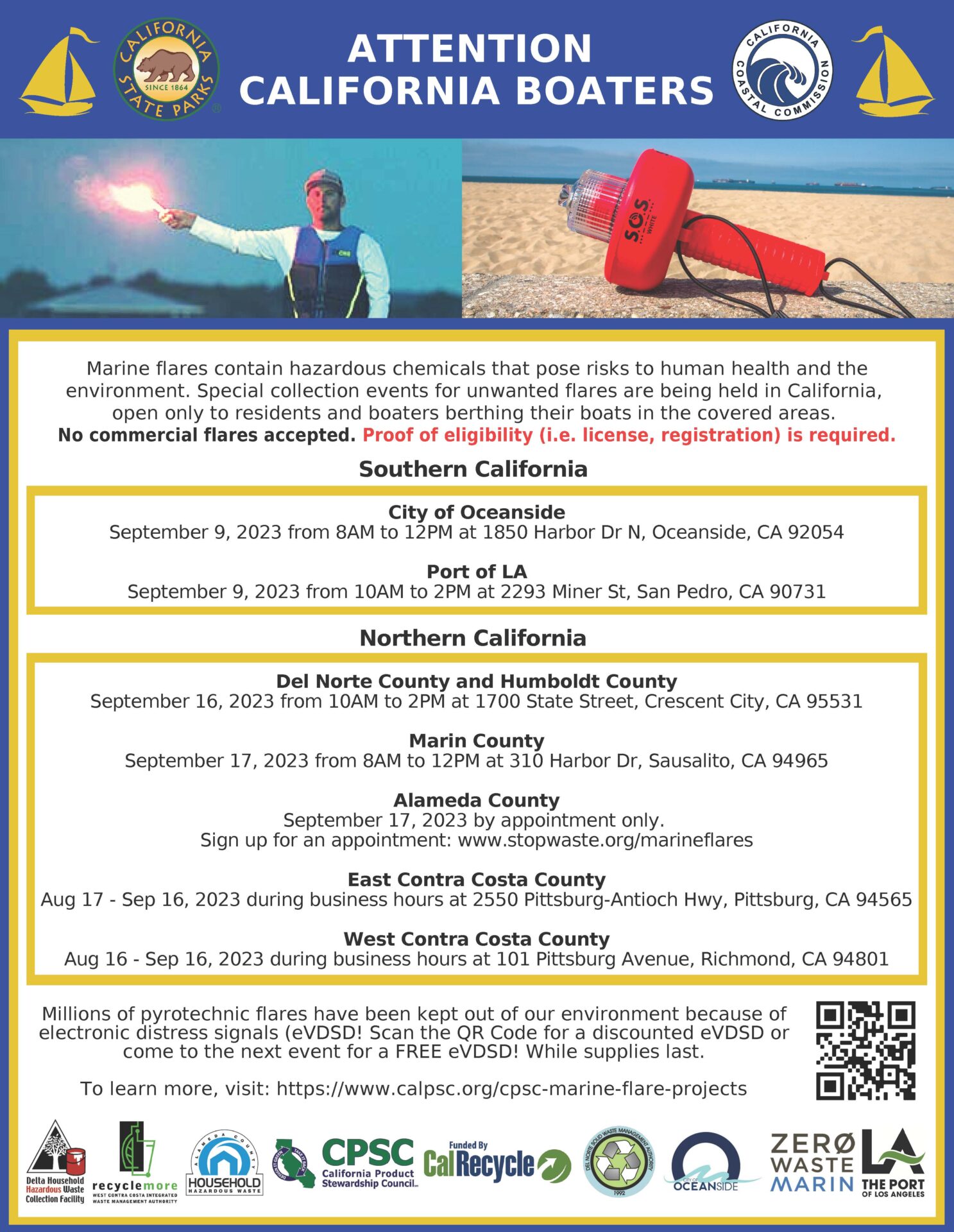 California Marine Flare Collection Events Coming Up