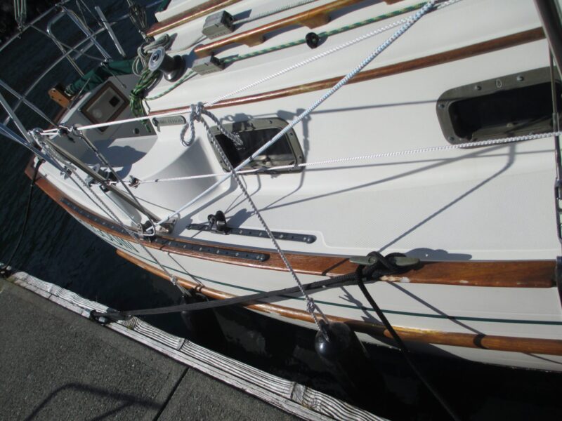 Varnished timber on boat