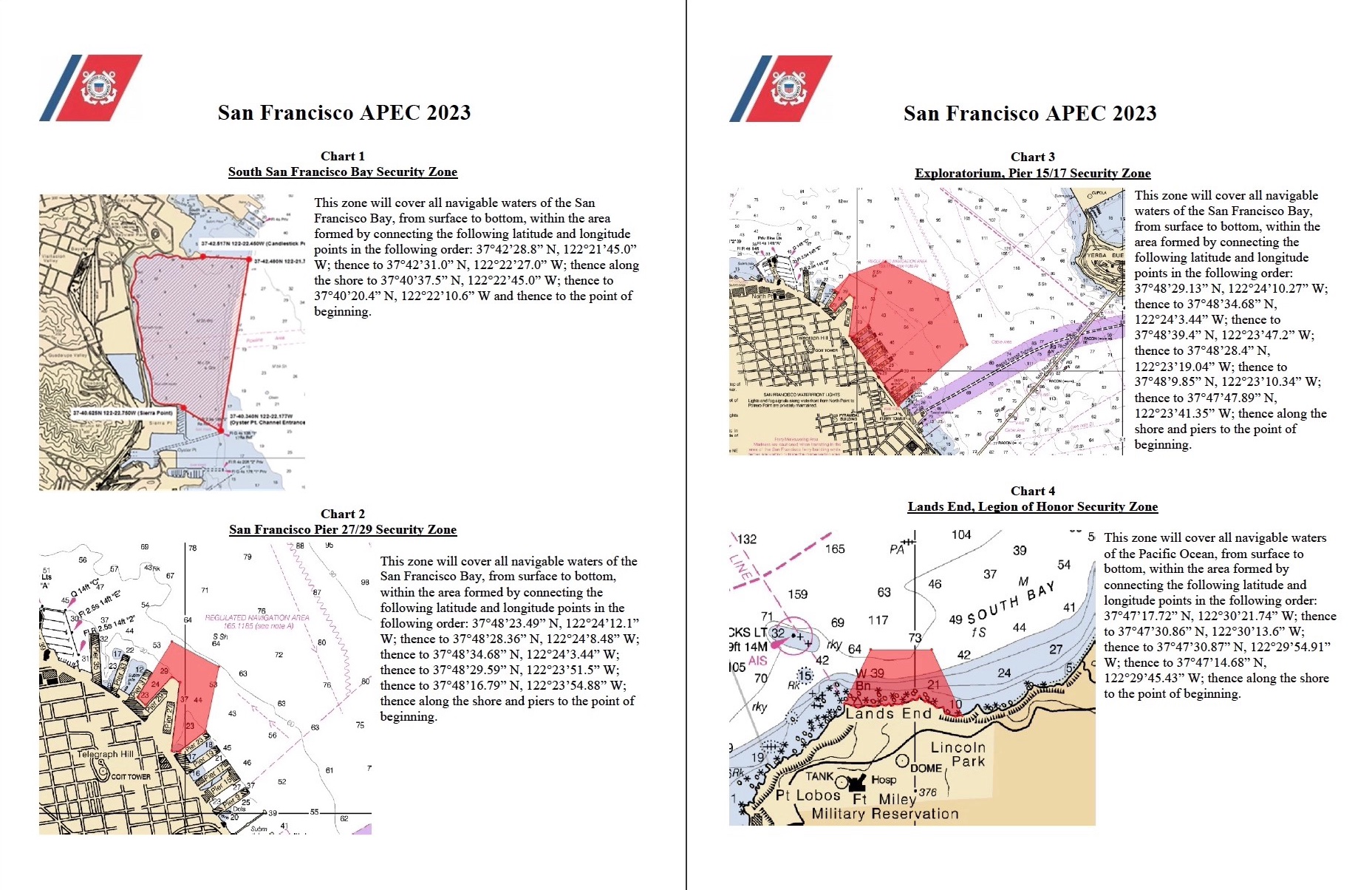 APEC security zone charts