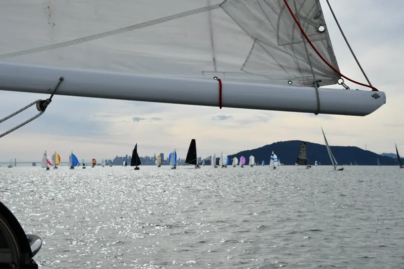 The mostly pleasant, sunny downwind leg from Red Rock to the Bay Bridge restart. 