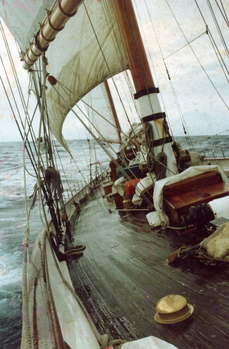 Ernie Minney's favorite photo of Vadura under sail. 