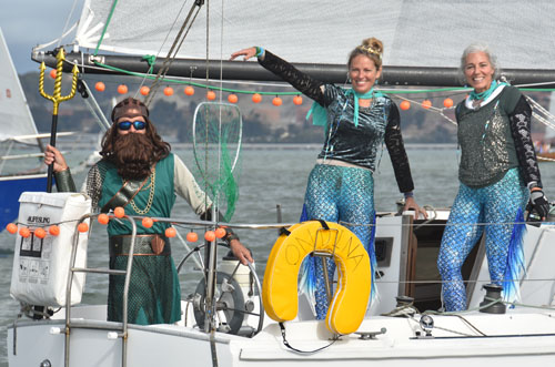 Ondina crew dressed as Neptune and sea nymphs