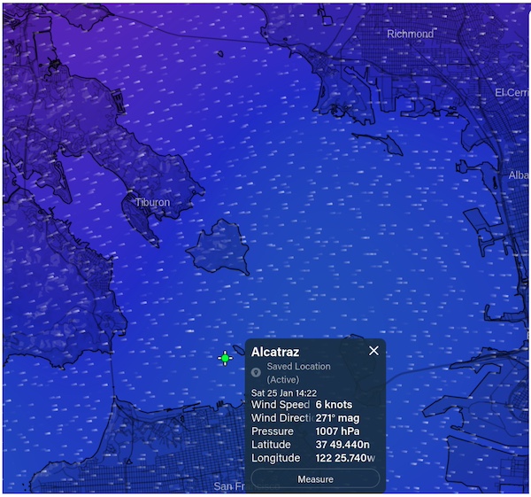 Three Bridge Fiasco wind forecast