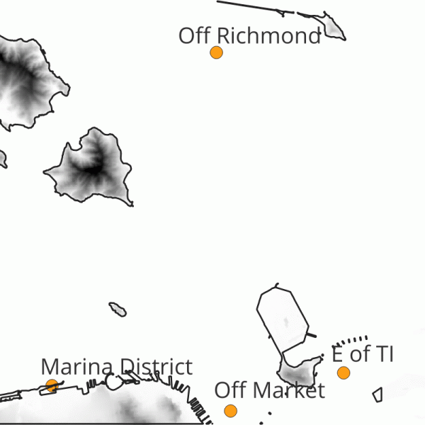 graphic of S.F. Bay with elevations