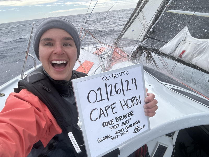 Cole has had lots to smile about since rounding Cape Horn and sailing into Spain in second place and Instagram fame.