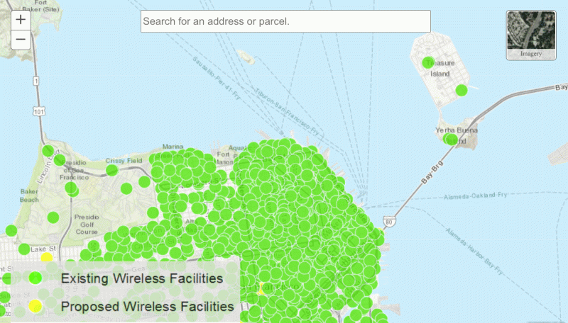 Cell towers in San Francisco
