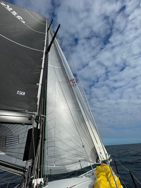 Double headsails on the way to Ensenada.