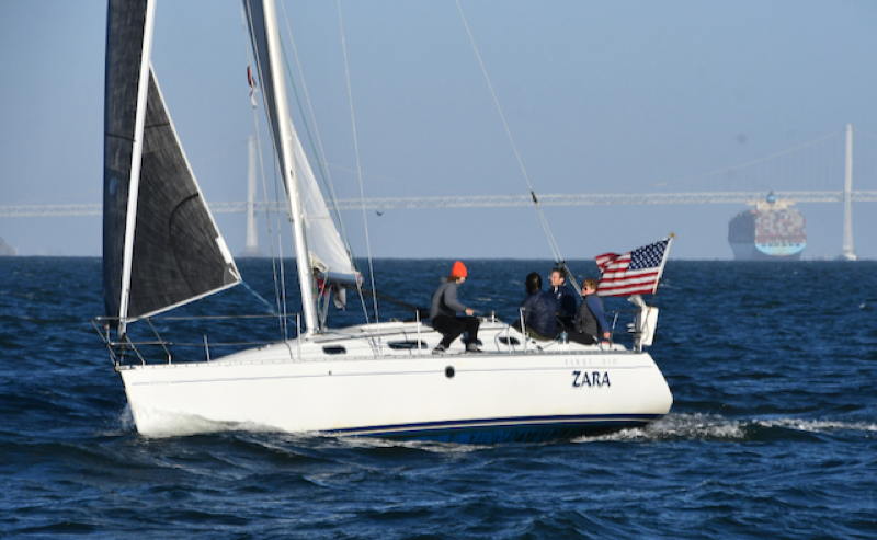 Erik Breedlove and his Zara crew revel in the Friday evening breeze.