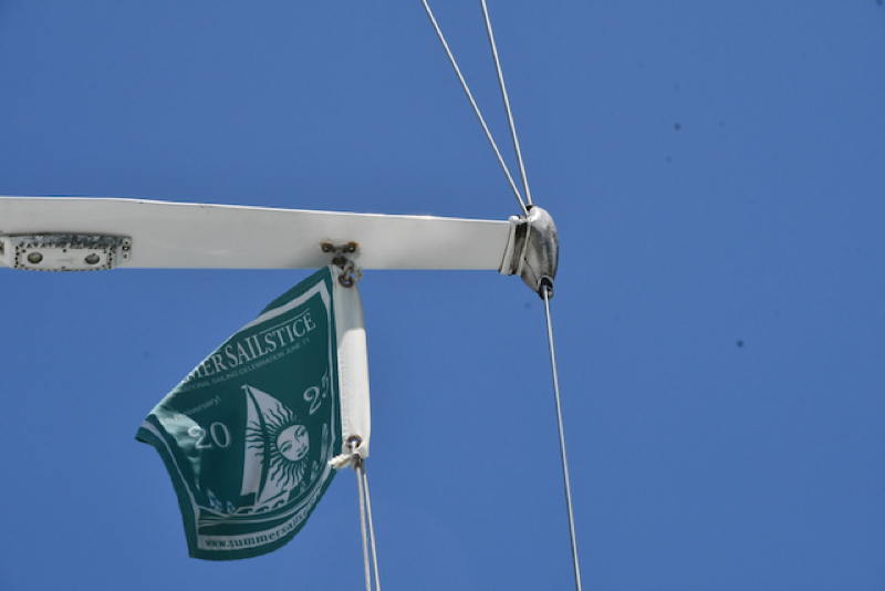 We sailed the whole weekend under the 2025 Summer Sailstice burgee.
