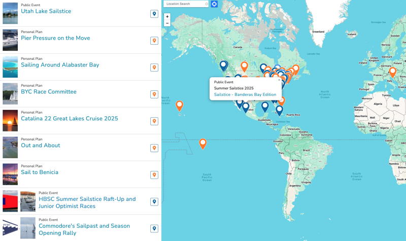 Map - Summer Sailstice is happening wherever people sail.