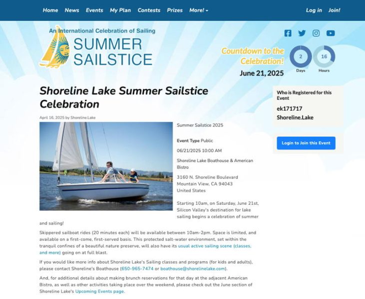 Shoreline Lake is offering Sailstice sails for kids of all sizes.
