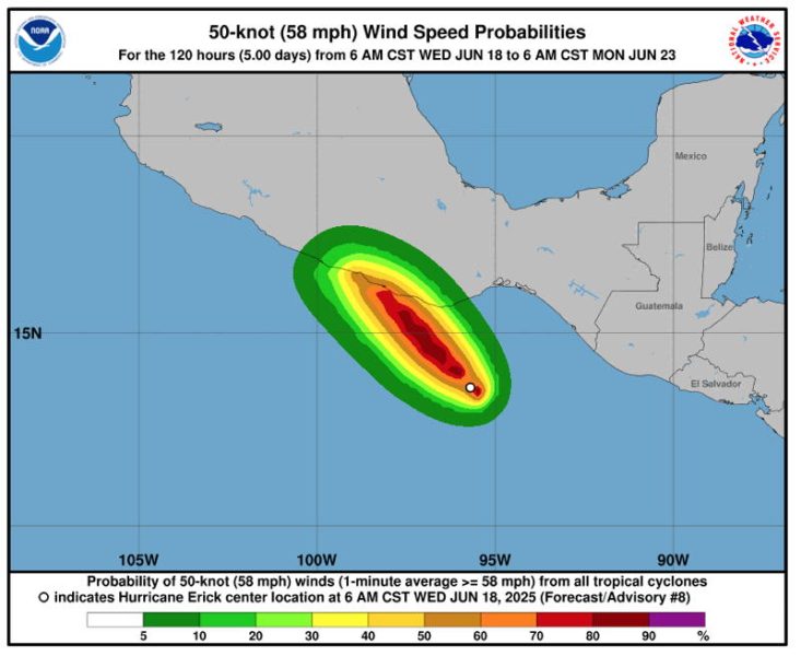 Tropical Storm Erick is intesifying looking to hit the Mexican coastline.