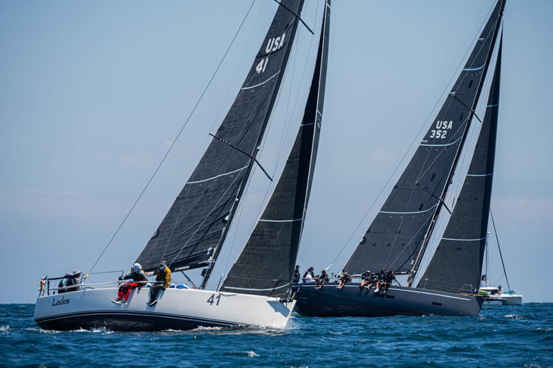 Tolga Cezik aboard his J/111 Lodos and Barry Clark and his Grand Soleil 44 get off the line for Hawaii. 