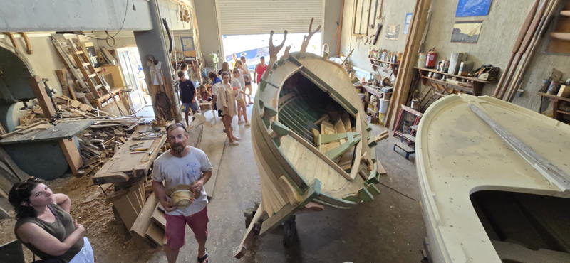 At the boat shop.