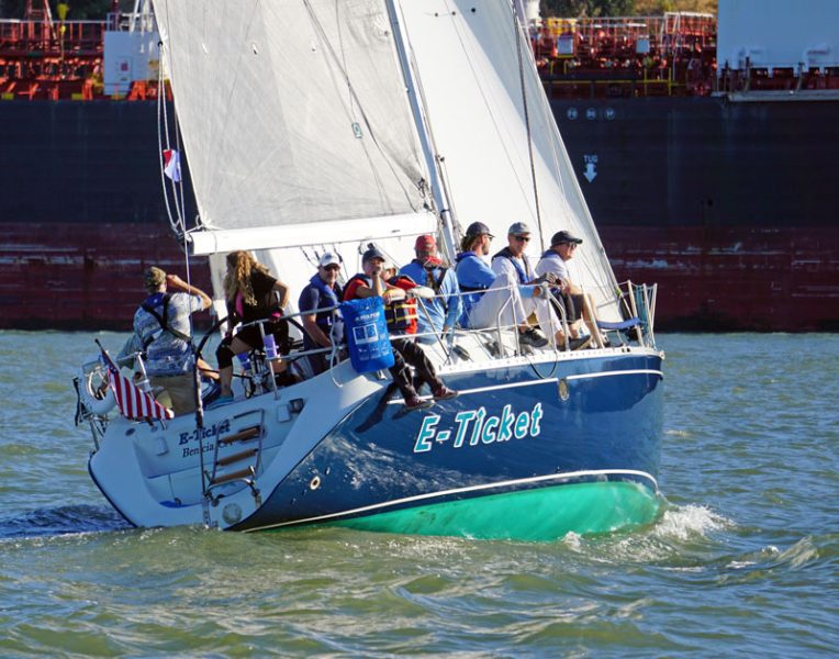 Beneteau Moorings E-Ticket with ship in the background