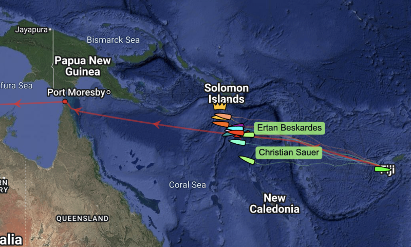 The fleet is racing West at the start of the 10,000 leg to Cape Town, South Africa. 