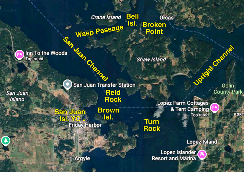 Map of the Friday Harbor/Shaw Island area of the San Juans