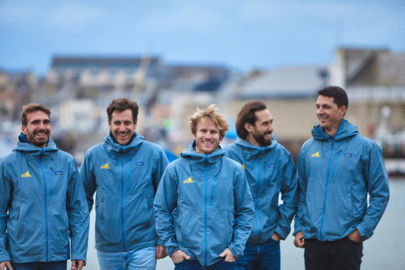 Record-setting solo circumnavigator Francois Gabart with the team of leading sailing cargo innovators.