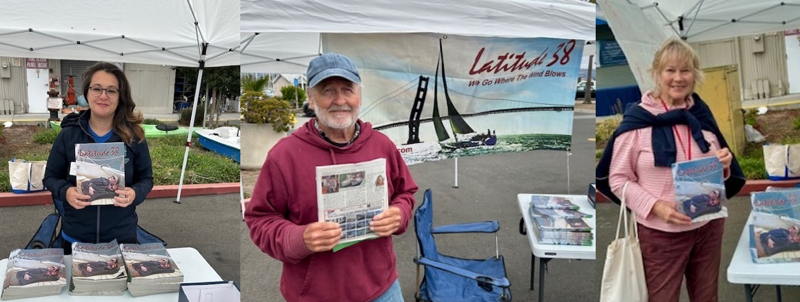 Harbormaster Cheri Bergen, Tom Dilworth and Susie Battaglia all connect with Latitude 38.