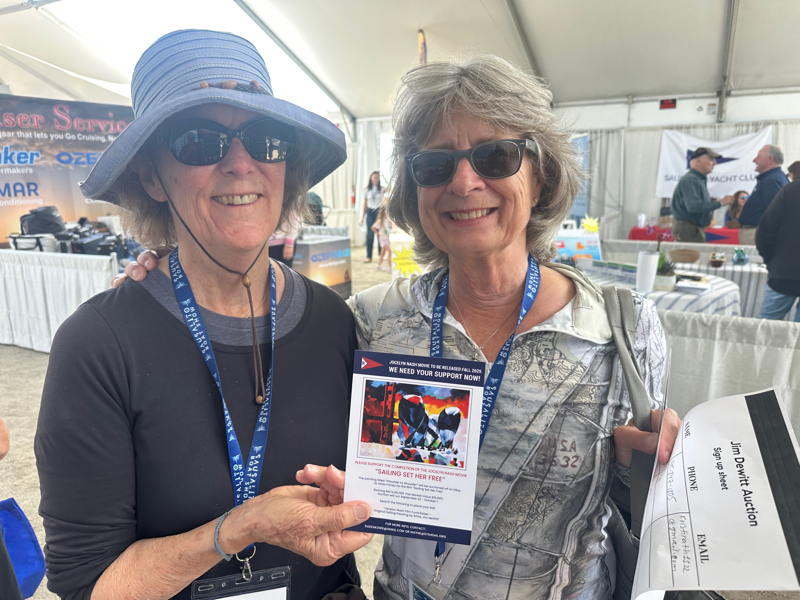 Sally DeWitt and Suzie Koide were at the boat show passing out announcements of the auction.