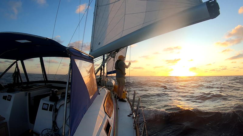 Self portrait of Pacific Northwest sailor Harry Anderson during his recently completed circumnavigation. 
