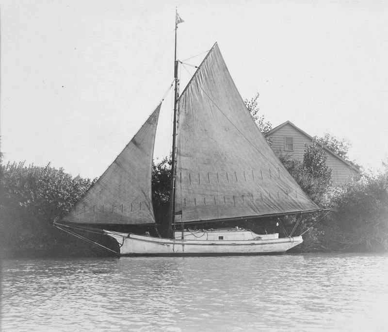 Bay Area waterman and Jack London Square namesake aboard his gaff-sloop Spray on the Delta.