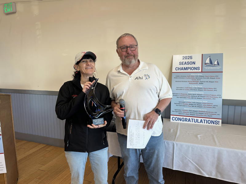 The Offshore Series trophies were presented by presented by Andy Newell. PHRO 1 went to "Swift Ness", Reuben Rocci/Nesrin Bazos, J111, RYC