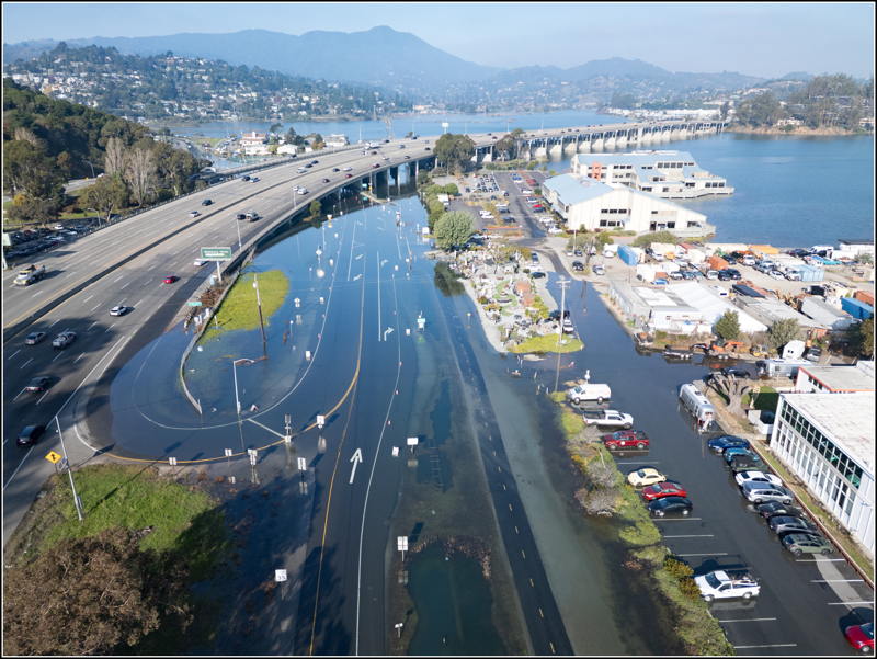 The Rt 1 Mill Valley exit in Marin was completely shut down on the calm early December king tides. 