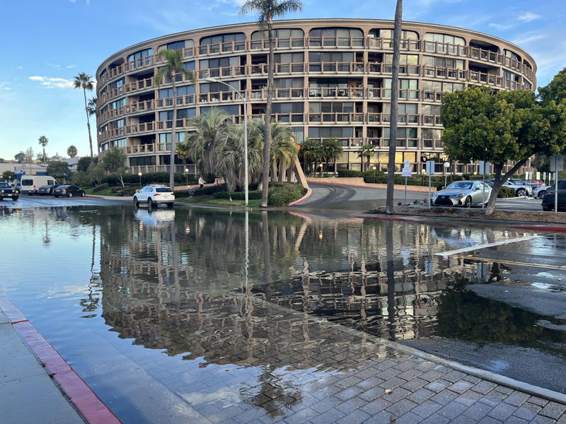 King Tides flooded the road by the San Diego Yacht Club.