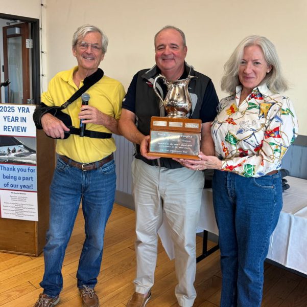 Christian and Diane Kramer who won the Ruth Wosser trophy for the most races raced in 2025. 