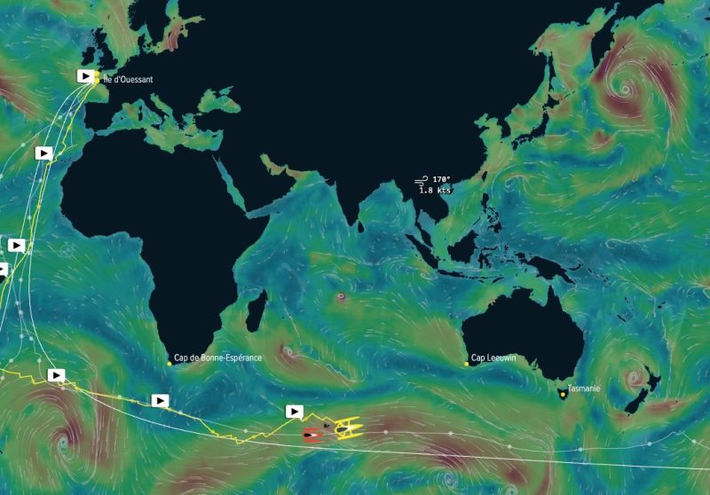 Sodebo is in the Indian Ocean and currently ahead of the current record holder, Francis Joyon on IDEC. 
