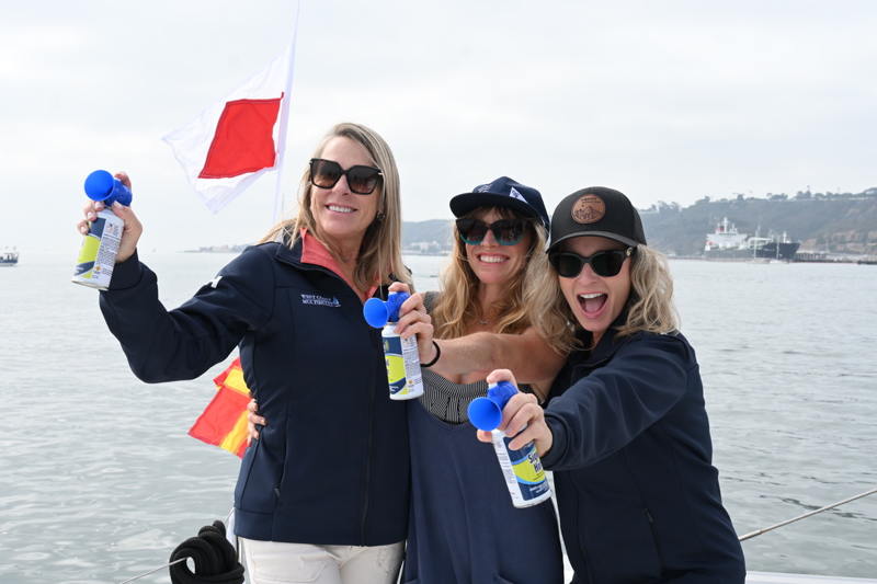 Kim Dumas and Guenivere King and friend launching the 2025 fleet in San Diego.