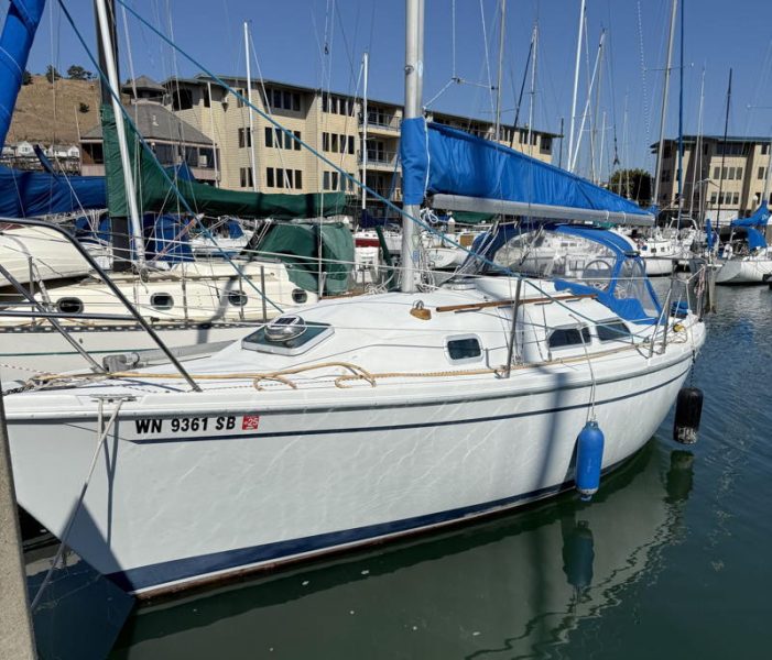 It looks spiffy at the dock and would look really nice anchored in the Delta.
