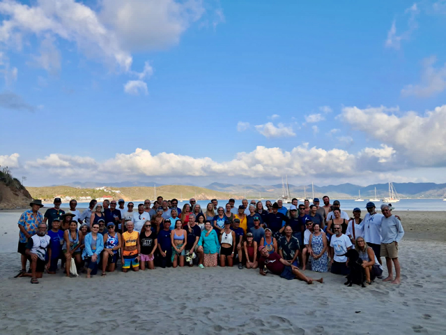 The post Tenacatitia Romp gathering on the sandy Mexican beach. 