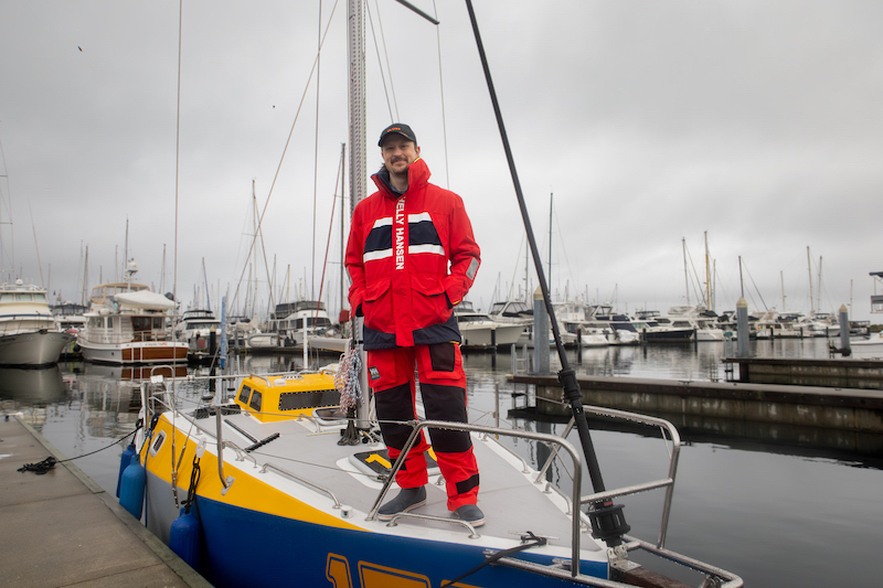 Josh, aboard his 19-ft one-design, Skookum, is currently heading to Antigua to complete his circumnavigation.
