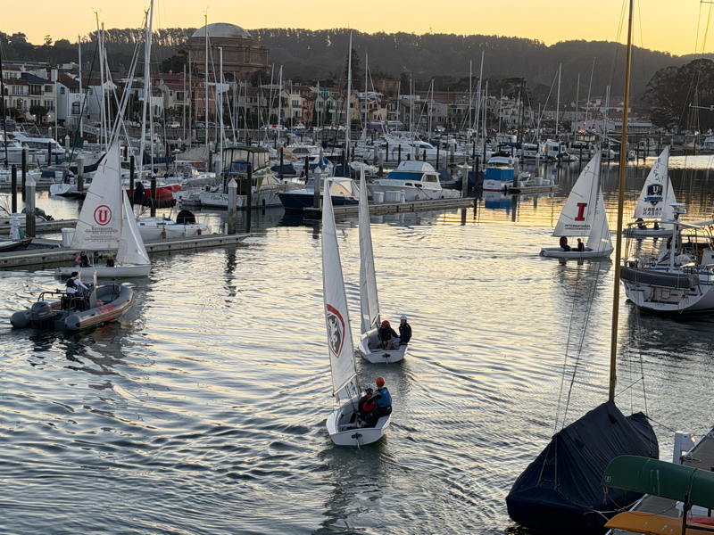 StFYC high school sailors have some sailing lessons we could watch from the deck as they headed to the docks after practice. 