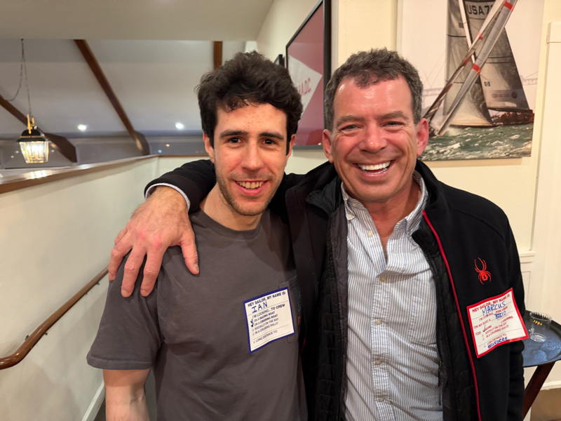 Blue tagged Ian and red-tagged Marcus just met up to make future sailing connetions. 