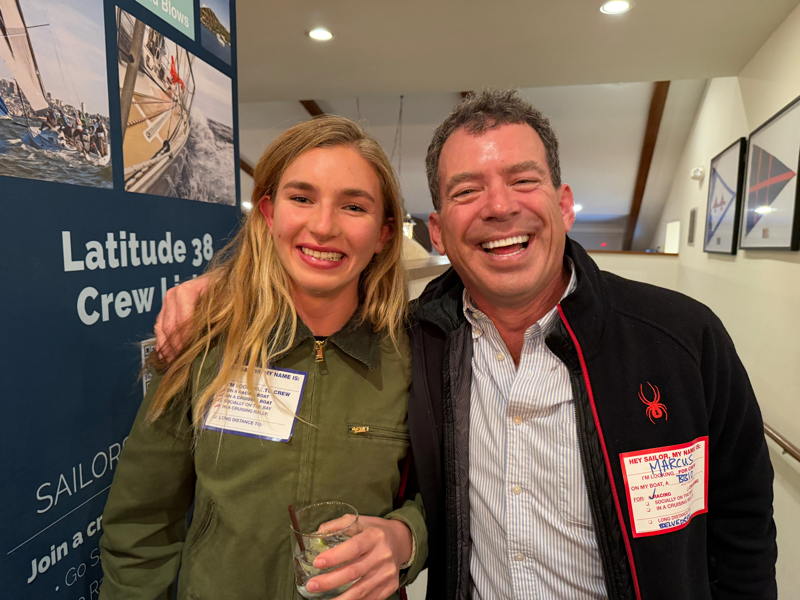 Blue (new SF arrival) and red tagged Marcus (J/105 sailor) connected for sailing opportunities. 