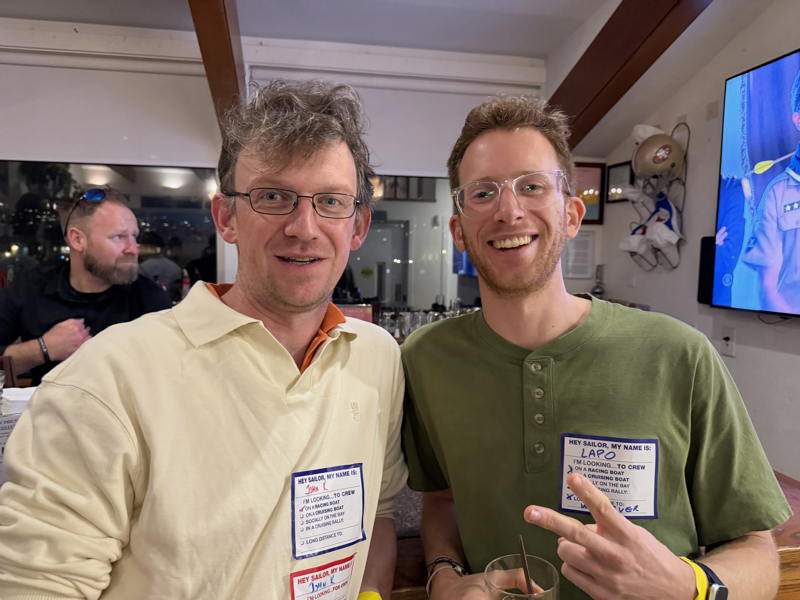 John Kearney, owner of the Express 27 Salty Hotel, connected with Lapo from our online Crew List and also at the party. 