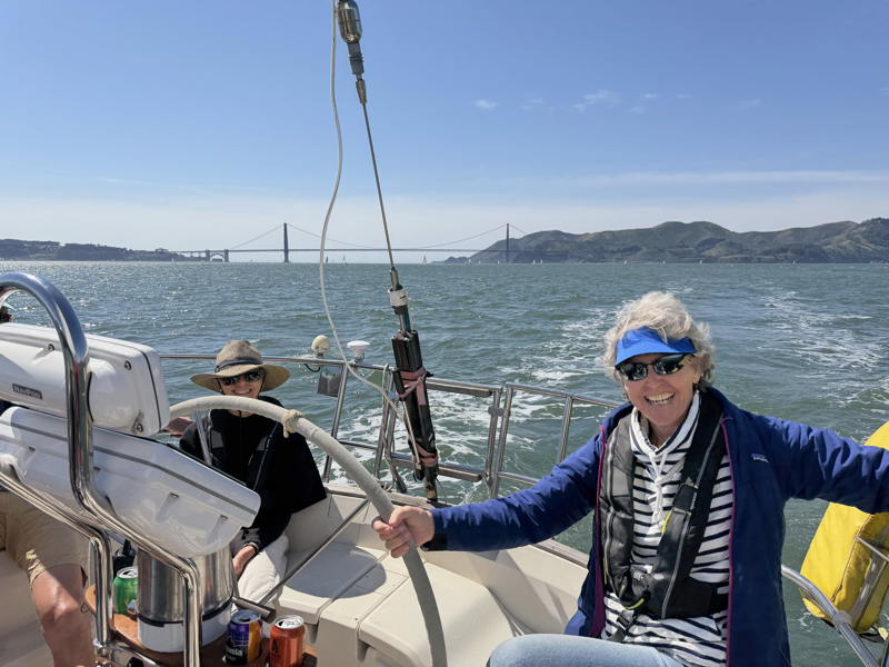 Friend, Anne Winton, at the helm returned us from outside the Gate. 