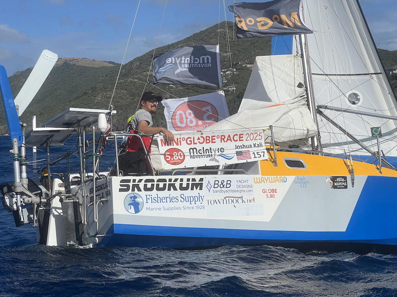 Josh Kali sailing towards Falmouth Harbor, Antigua. 