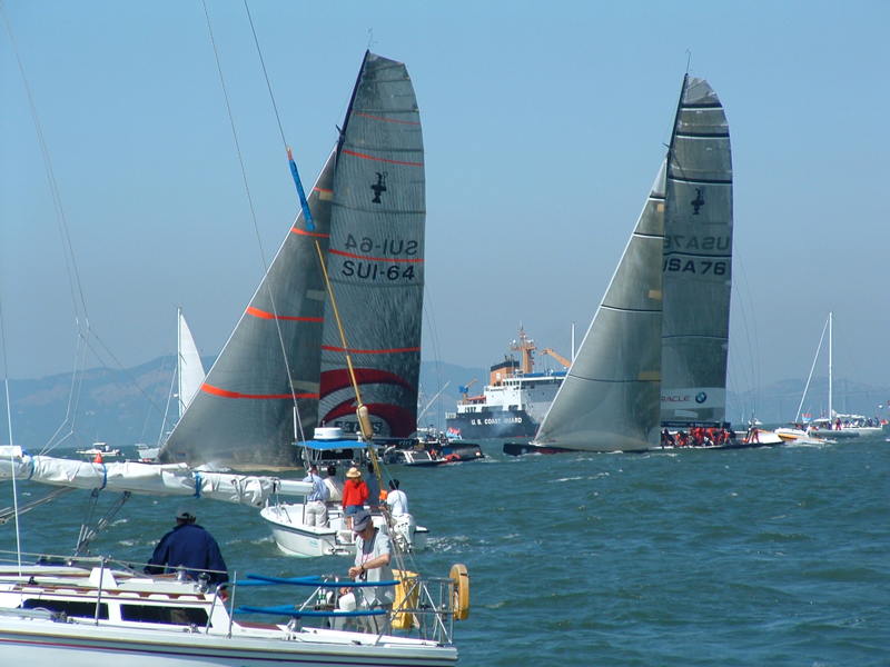 The 2003 Moet Cup on San Francisco Bay include sailboats, sailing and sailors. 