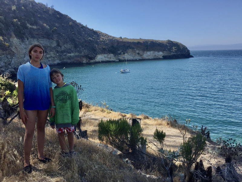 Don's daughter Hilary and son Oliver exploring the Channel Islands.