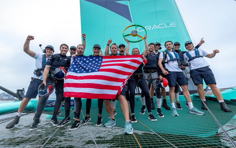 TeamUSA celebrates its first event win at the recent Sydney SailGP. 