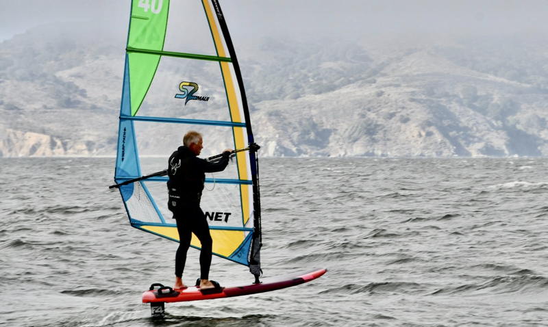 Dave foil windsurfing in the Ronstan Bridge to Bridge.